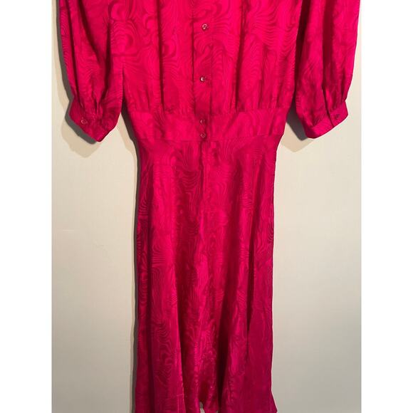 Vintage Argenti Hot Pink 100% Silk Midi Dress Size 8 - Picture 8 of 10